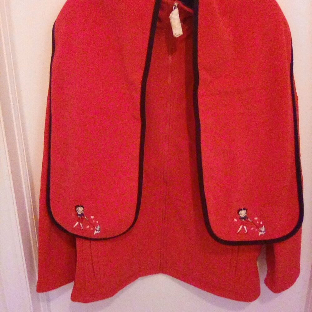 Betty Boop Red Fleece XL King Features Syndicate Jacket with Scarf